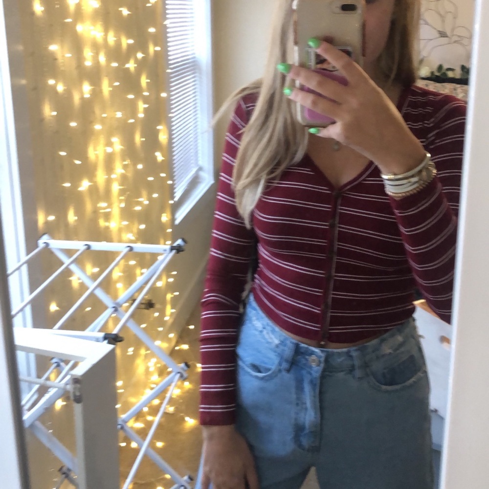 Red striped button down